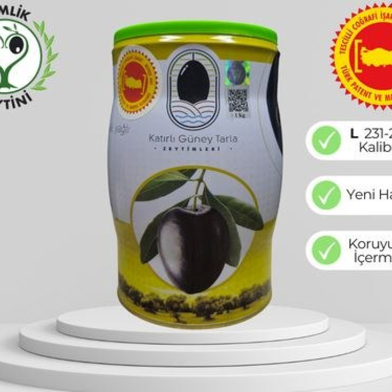 Coğrafi İşaretli Gemlik Katırlı Large Boy Siyah Zeytin 1 KG
