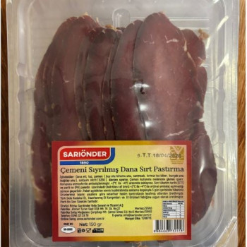 150 g Çemensiz Az Yağlı Pastırma (Sırt) - Özel Koruyucu Ambalajda