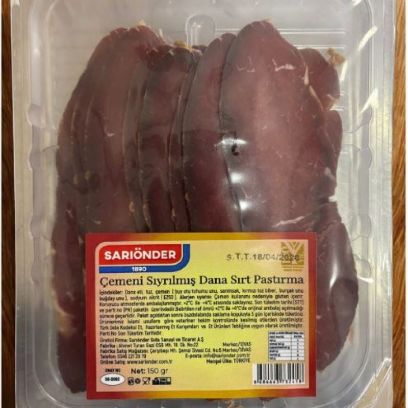 Çemensiz Az Yağlı Pastırma (Sırt)