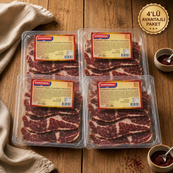 4x150 g  Avantaj Paket Çemensiz Yağlı Pastırma (Antrikot) - Özel Koruyucu Ambalajda