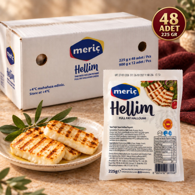 Kıbrıs Meriç Köyü Hellim Peyniri 48X225 Gr